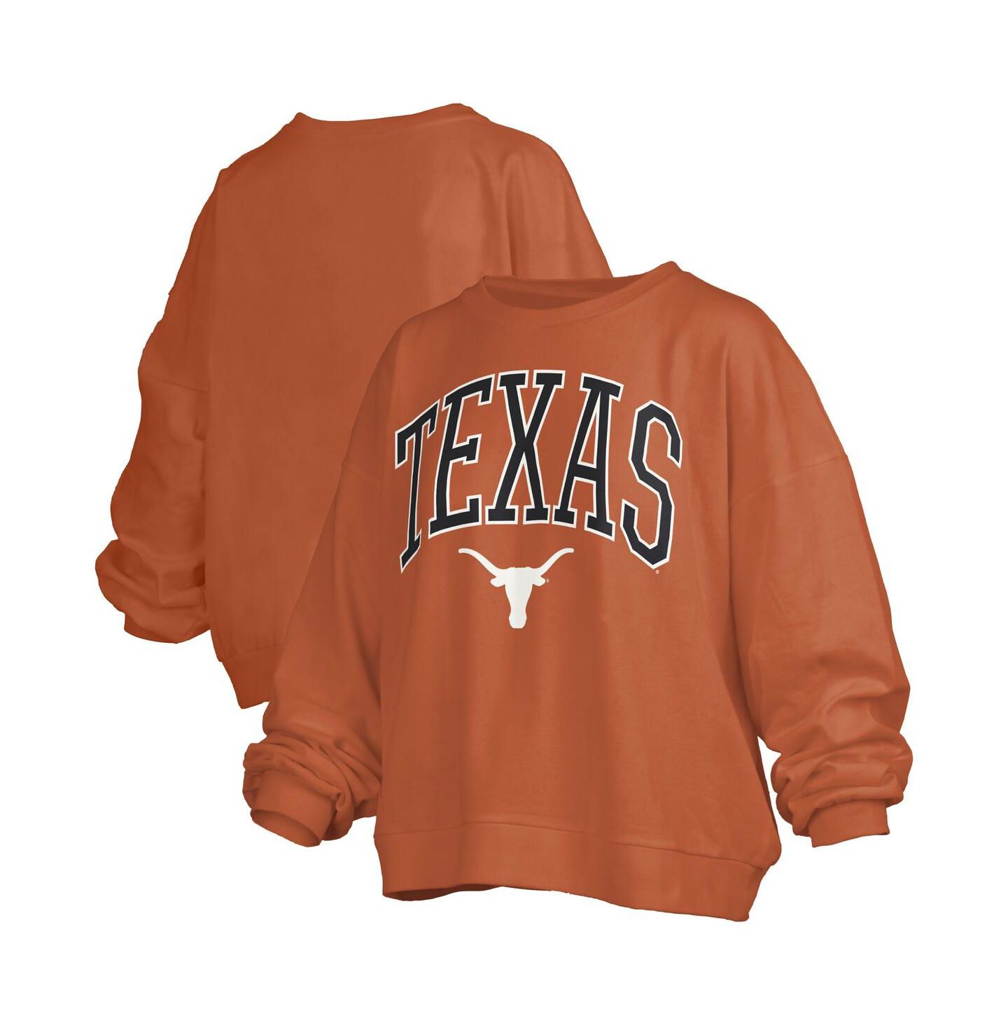 Женская толстовка Pressbox Texas Orange Texas Longhorns Janise Arch Over Logo Waist Length Oversized Pullover — фото 1