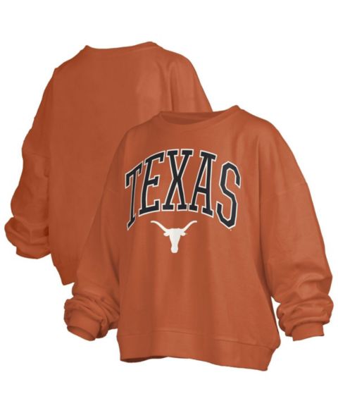 Женский свитшот Pressbox Texas Orange Texas Longhorns Janise Arch Over Logo Waist Length Oversized Pullover