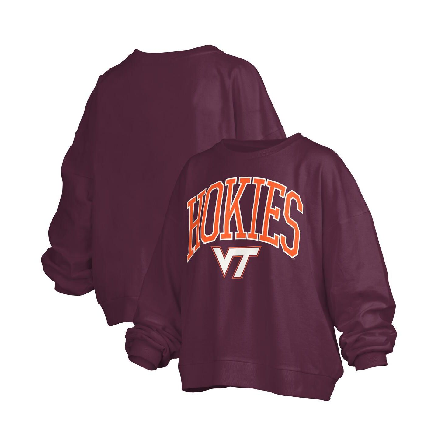 Женская толстовка Pressbox Maroon Virginia Tech Hokies Janise Arch Over Logo Waist Length Oversized Pullover — фото 1