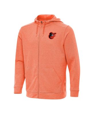 Antigua - Men's Heather Orange Baltimore Orioles Effortless Full-Zip Hooded Jacket