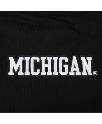 Women's Black Michigan Wolverines Cropped Pullover Sweatshirt