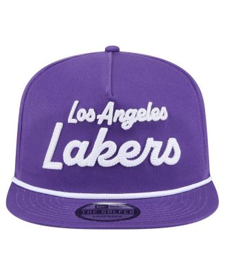 Men's Purple Los Angeles Lakers Team Text Golfer Snapback Hat