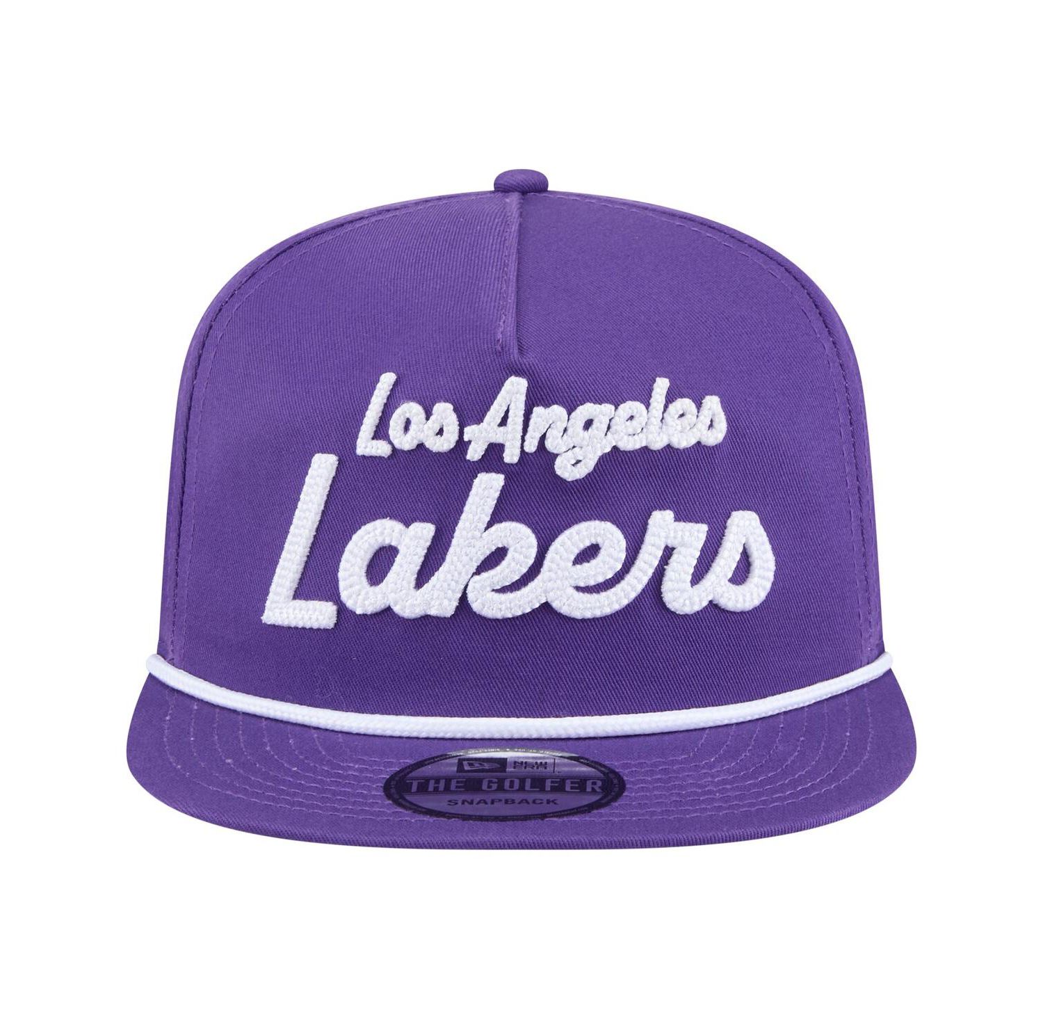 Men's Purple Los Angeles Lakers Team Text Golfer Snapback Hat