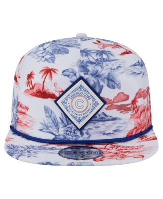 Men's White Chicago Cubs Printed Island Golfer Snapback Hat