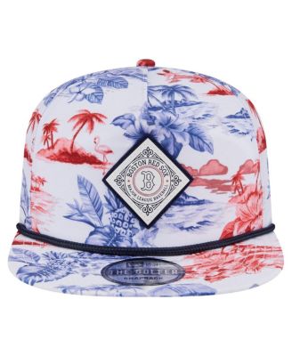 Men's White Boston Red Sox Printed Island Golfer Snapback Hat