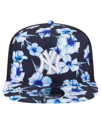 Men's Navy New York Yankees Adventure Pattern Golfer Trucker Snapback Hat