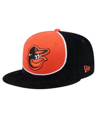 New Era - Men's Black/Orange Baltimore Orioles Retro Split Corduroy Snapback Hat