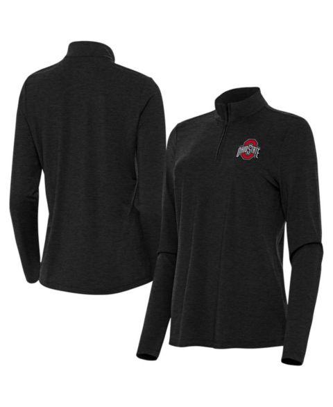 Женский топ Antigua Heather Black Ohio State Buckeyes Bright Quarter-Zip