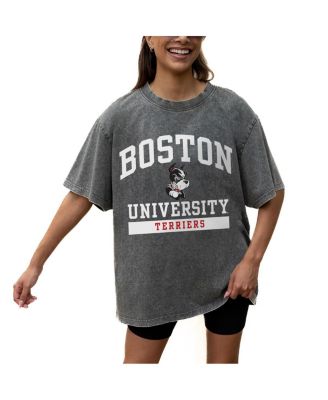 Women's Grey Boston University Oversized Snow Wash T-Shirt