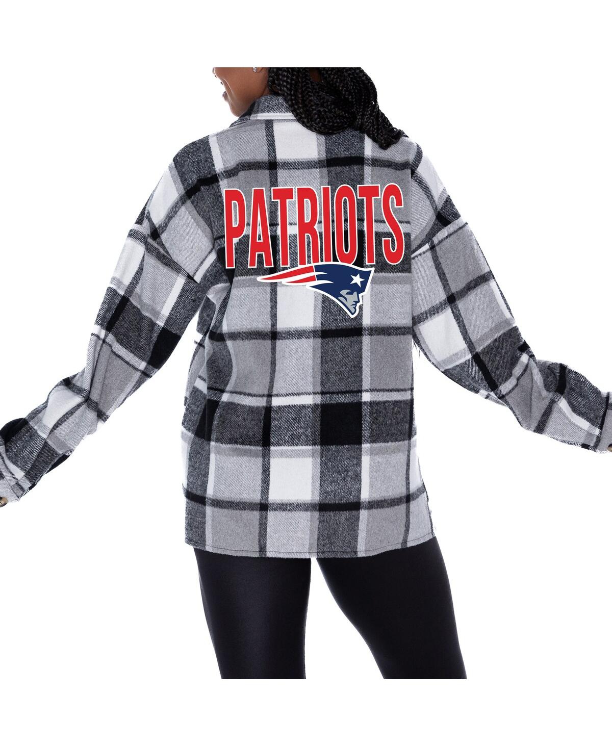 GAMEDAY COUTURE WOMEN'S GRAY NEW ENGLAND PATRIOTS FIELDSIDE FUN PLAID BUTTON-UP OVERSHIRT 