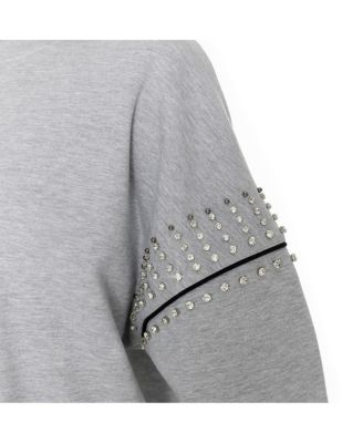 Women's Heather Gray Army Black Knights Competitive Edge Oversized Fleece Pullover Sweatshirt