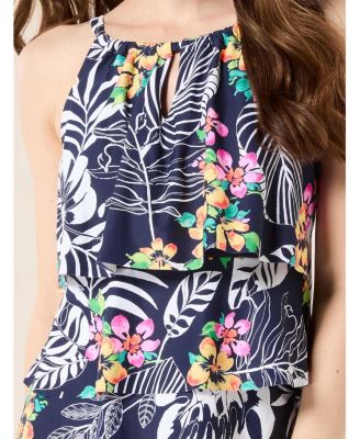 Women's Swim Jaclyn High Neck Ruffle Tankini Top