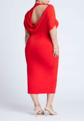 Women's Plus Size Cutout Back Midi Dress