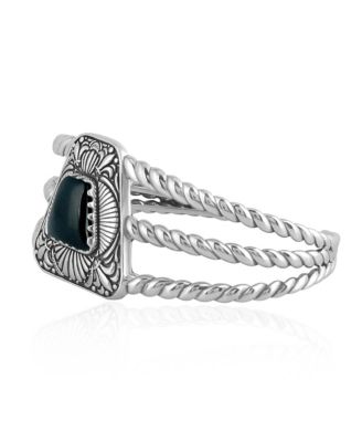 Sterling Silver Black Onyx Trapezoid Cuff Bracelet, Size Small