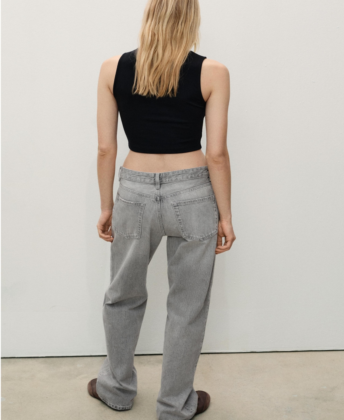 Mango High Waist Straight Leg Jeans In Gray