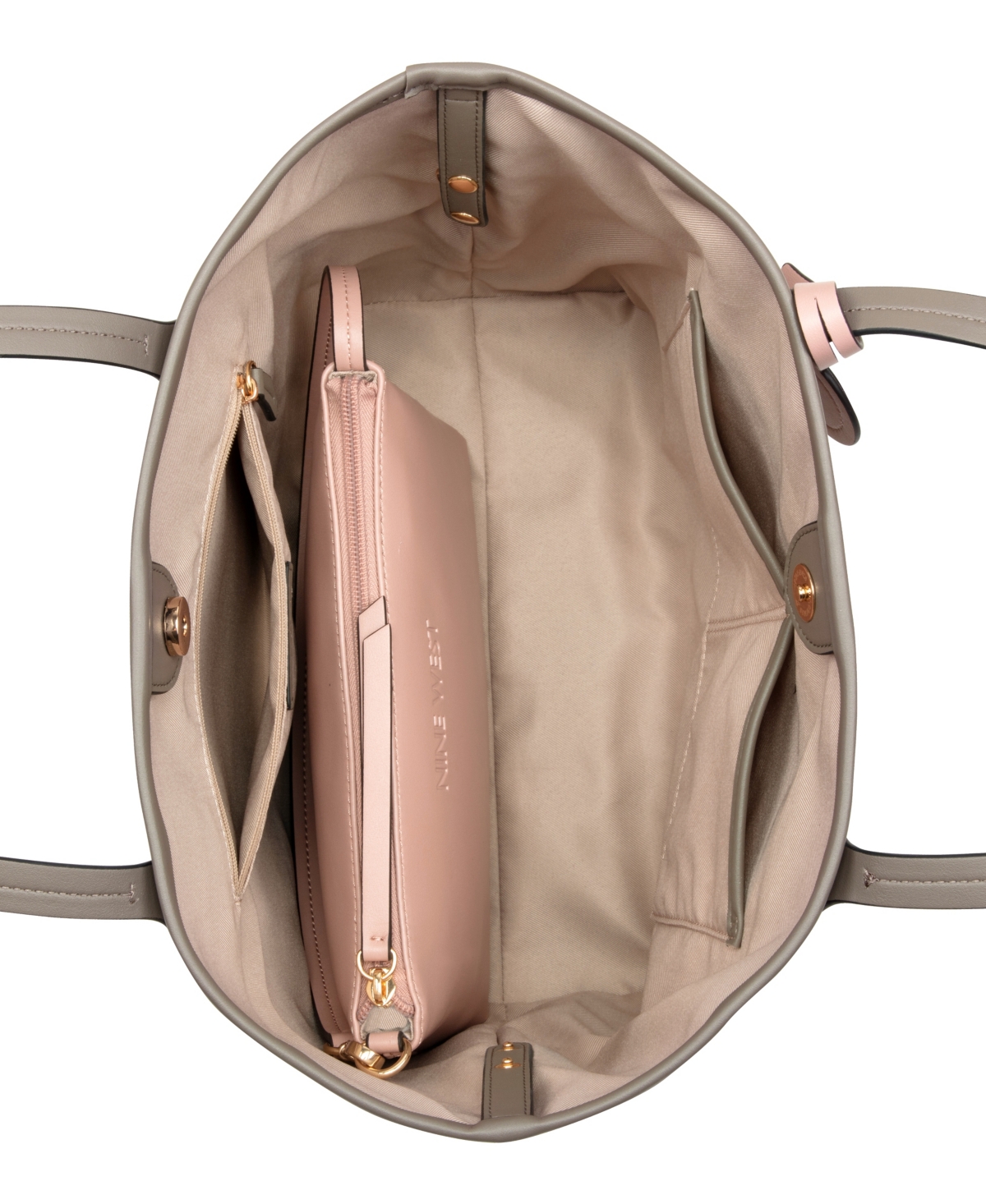 Shop Nine West Piera 2 In 1 Tote Bag In Beige Logo Flint