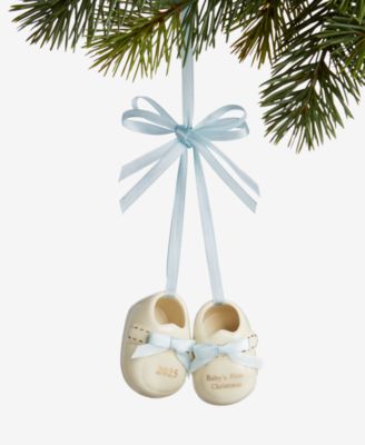 Holiday Lane - Baby's First Porcelain Blue Baby Shoes Ornament Created For Macy's