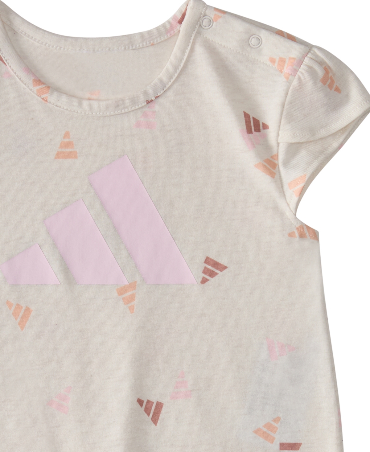 Adidas Originals Baby Girls Short Sleeve Printed Heather Shortie Romper In Oatmeal Heather