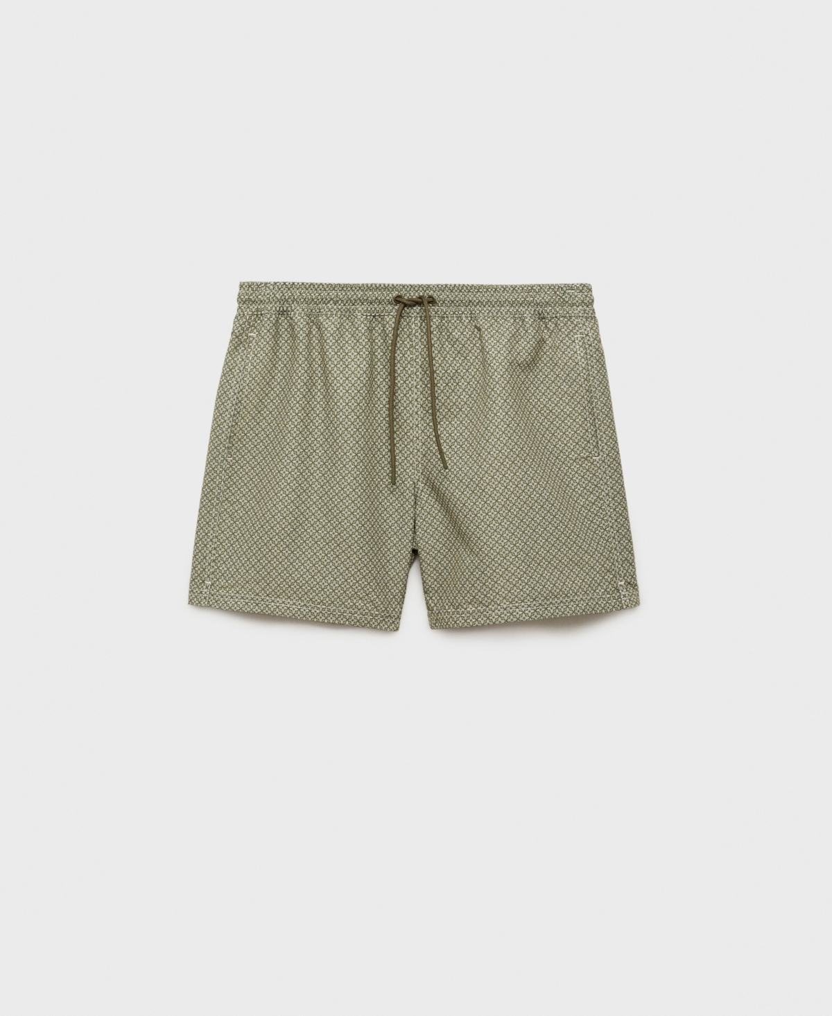 Mango Geometric Print Swim Trunks In Green