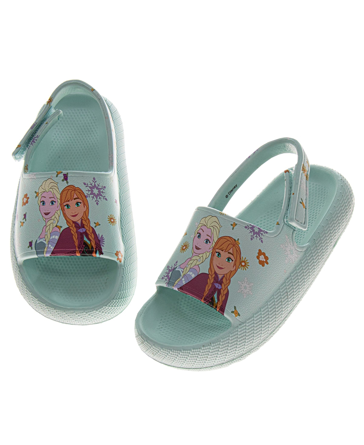 Disney Toddler Girls Frozen Anna And Elsa Hook And Loop Backstrap Slides In Blue