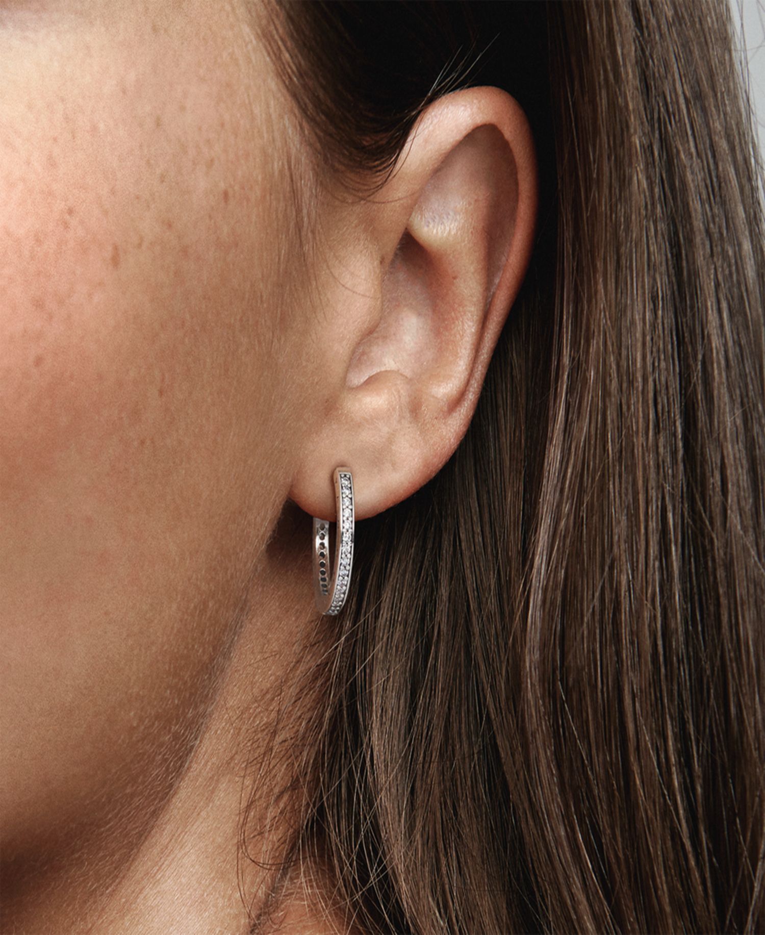 Sterling Silver Sparkle and Logo Hoop Earrings