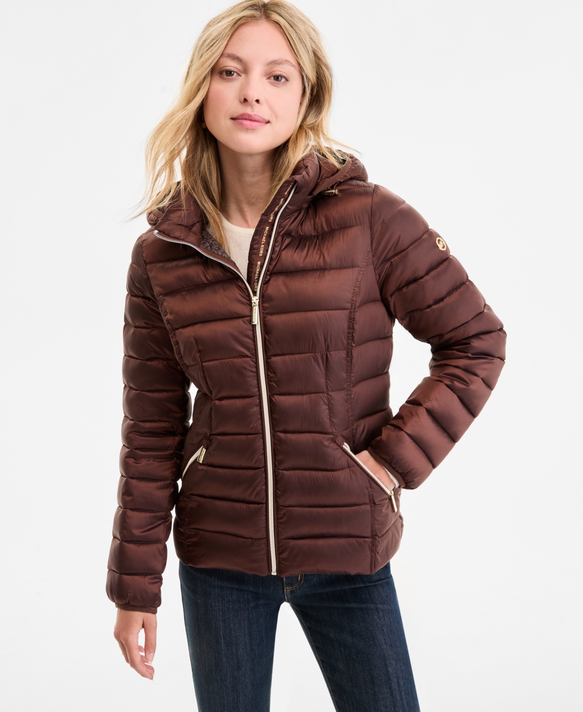 Michael Kors Michael  Women's Hooded Shine Packable Puffer Coat, Exclusively At Macy's