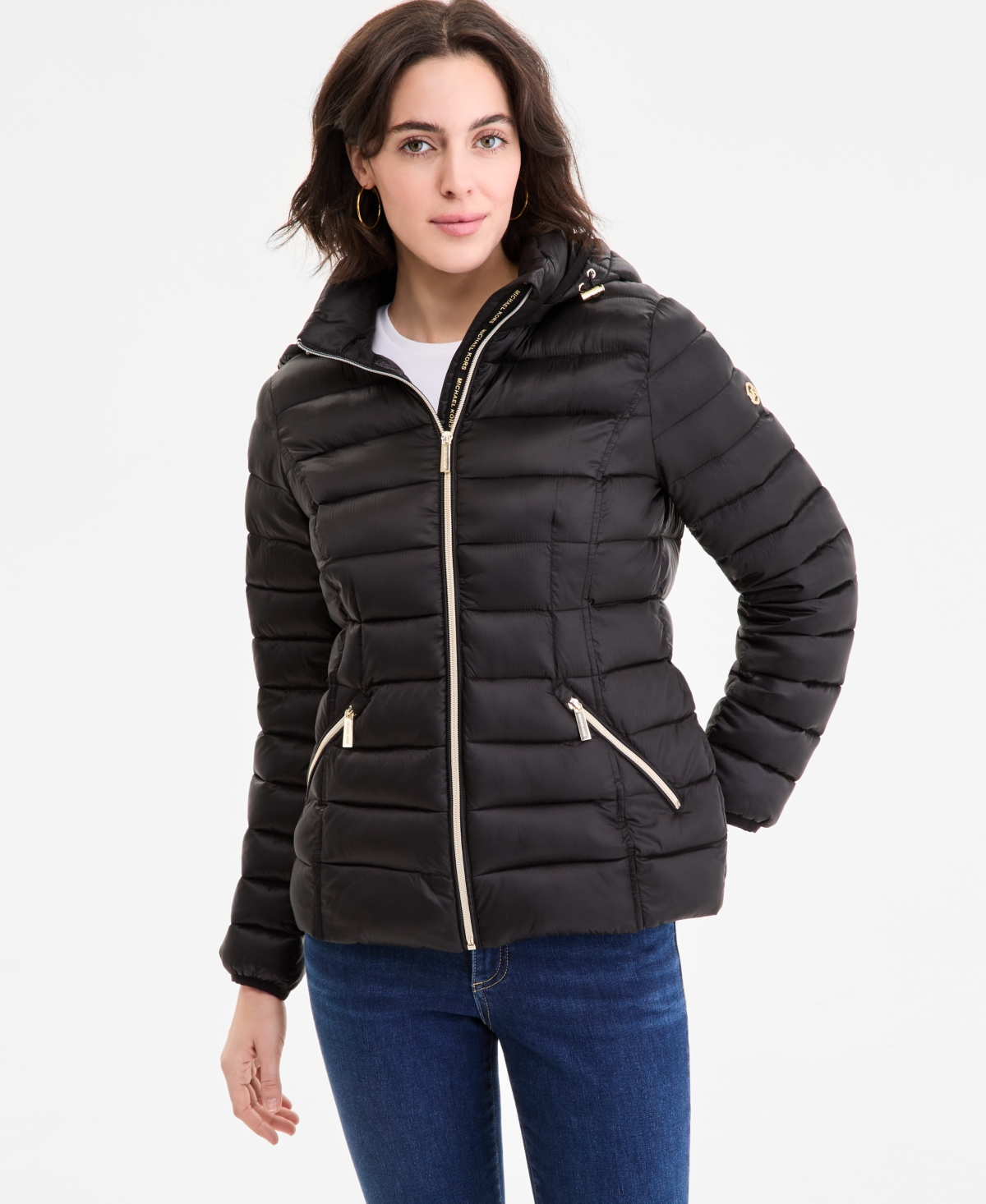 Michael Kors Michael  Women's Hooded Shine Packable Puffer Coat, Exclusively At Macy's In Black
