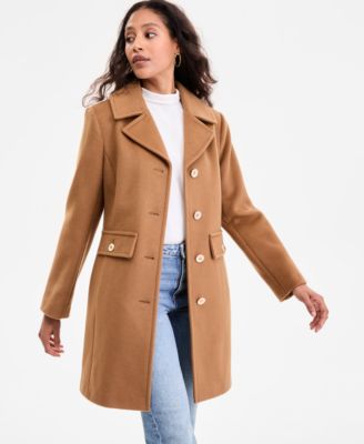 Petite Collared Button-Front Coat, Exclusively at Macy's
