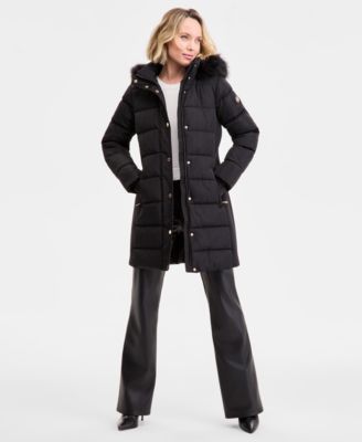 Women's Faux-Fur-Trim Hooded Puffer Coat, Exclusively at Macy's