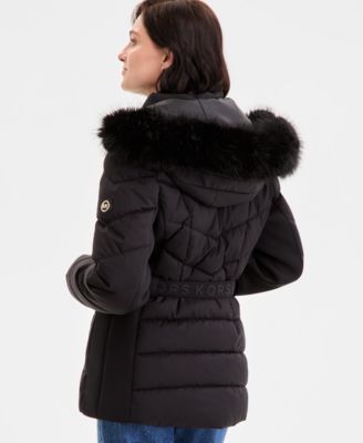 Women's Faux-Fur-Trim Hooded Puffer Coat