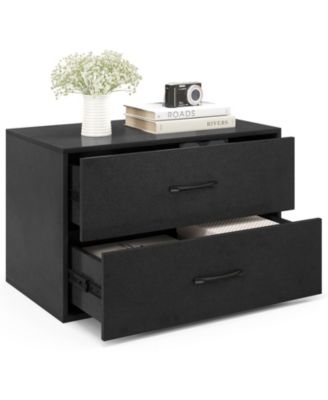 1Pc Wood 2-Drawer, Stackable Design with Handles Storage Cabinet