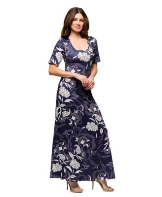 Women's Elbow Sleeve Casual A Line Maxi Dress