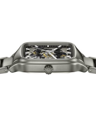 Unisex Swiss Automatic True Square Skeleton Gray Ceramic Bracelet Watch 38mm