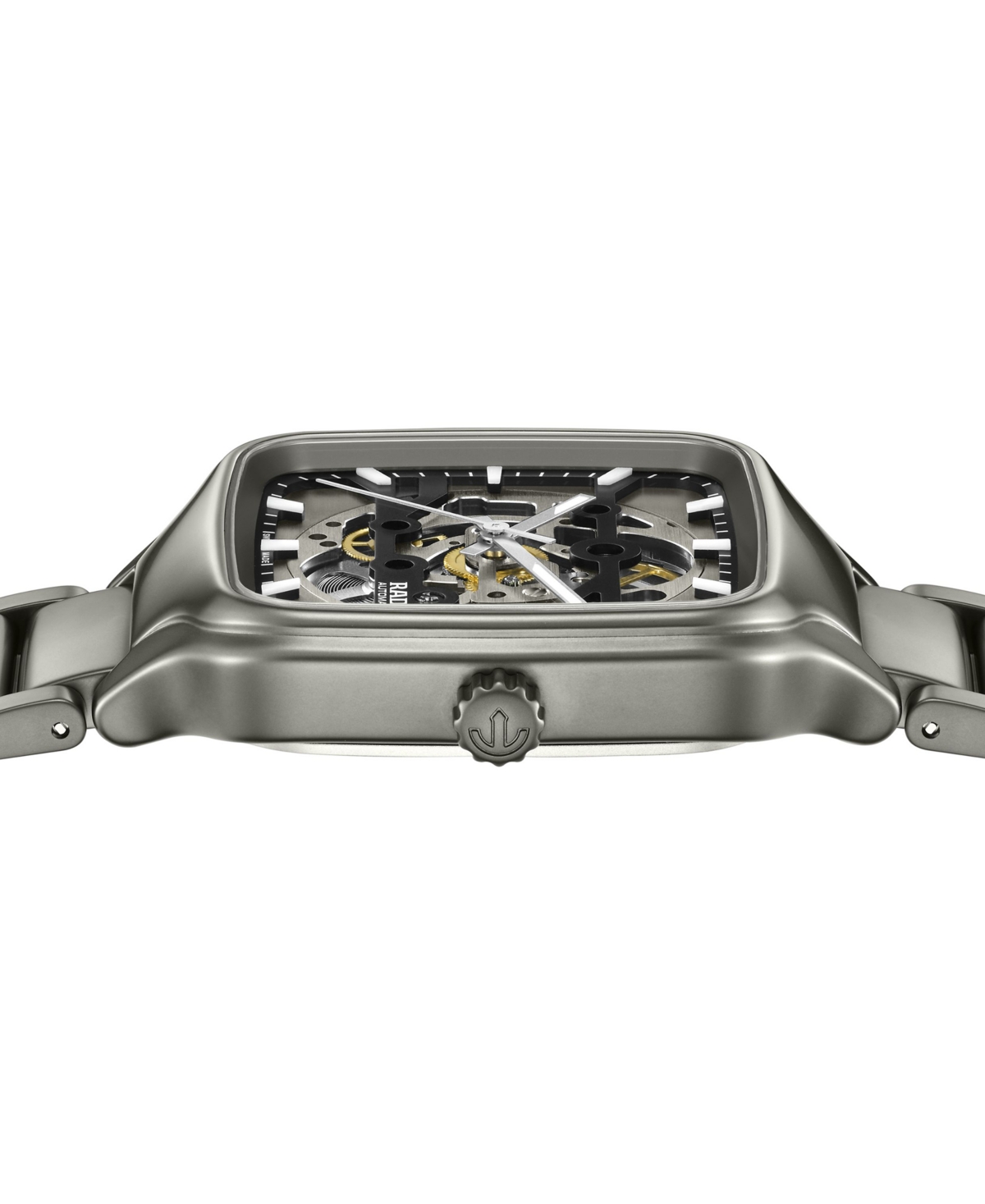 Rado Unisex Swiss Automatic True Square Skeleton Gray Ceramic Bracelet Watch 38mm
