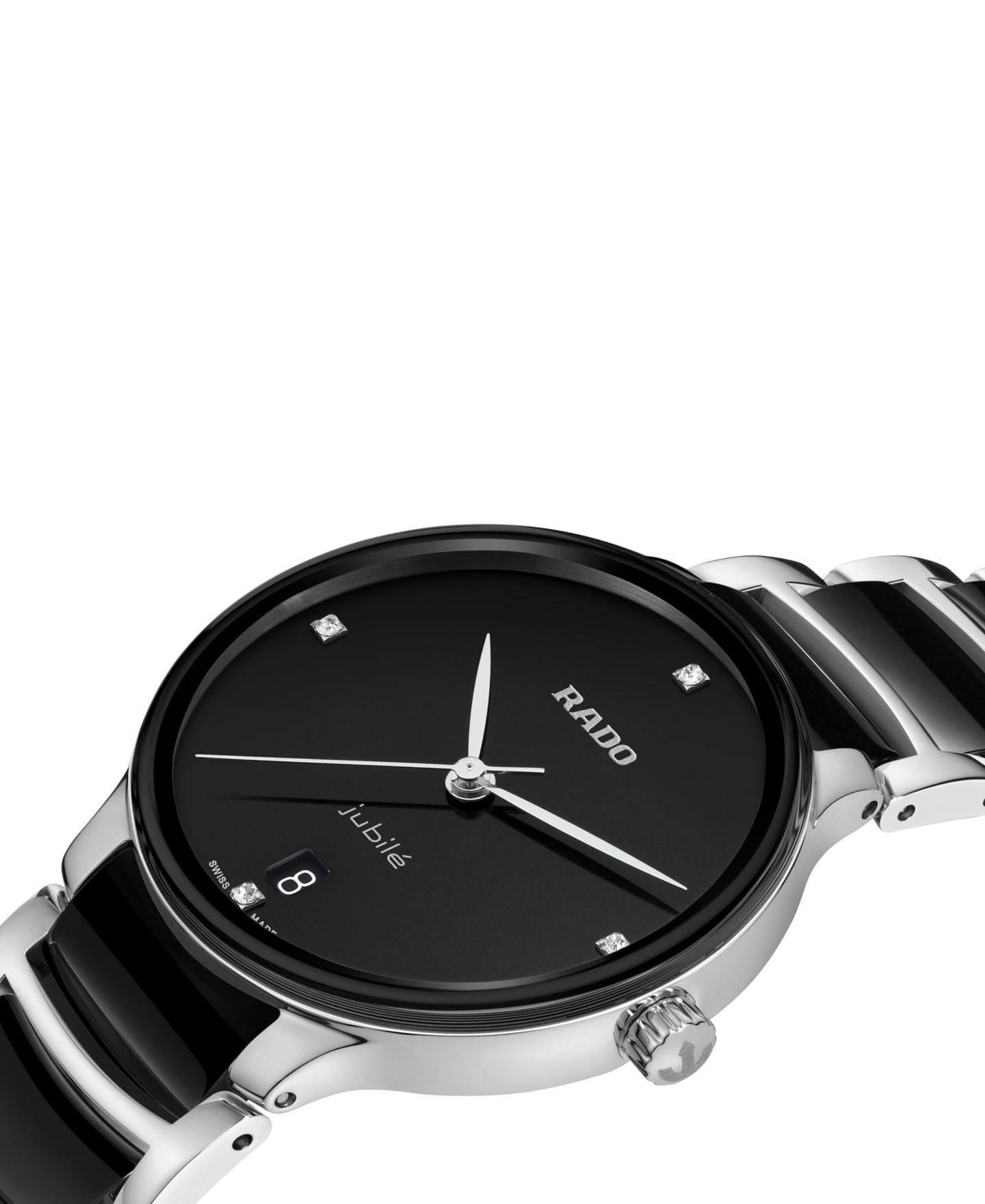 Женские часы Rado Swiss Centrix Diamond Accent Black Ceramic & Stainless Steel Bracelet Watch 35mm — фото 2