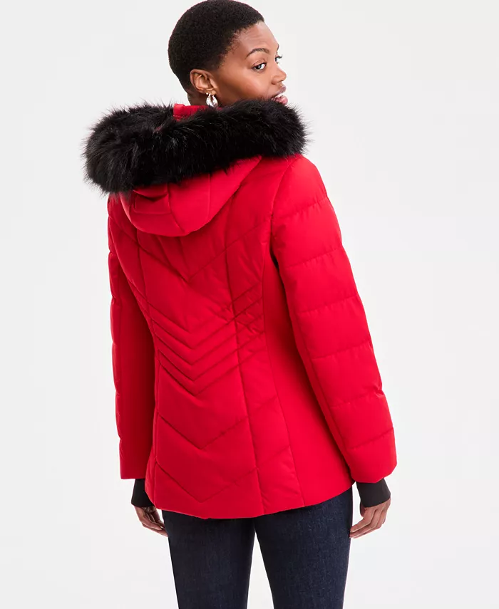 Women's Faux-Fur-Trim Hooded Puffer Coat - thumbnail 8