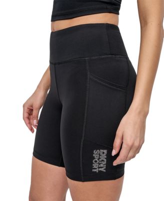 Women's Rhinestone-Logo Pocket Bike Shorts