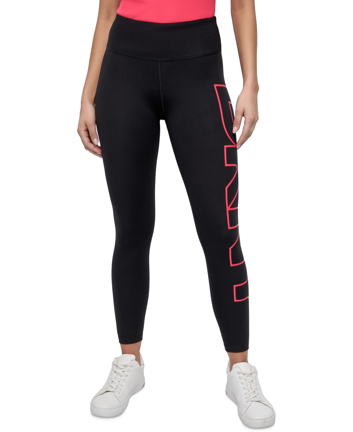 Dkny Sport Women's Logo Balance Compression High-waist 7/8 Tights In Black