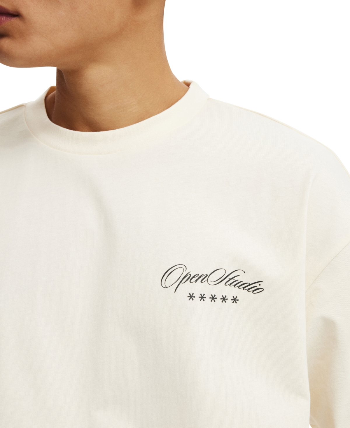 Shop Cotton On Men's Box Fit Text T-shirt In Creampuff,open Studios