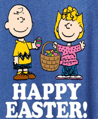 Plus Size Peanuts Happy Easter Graphic Crew Neck T-Shirt
