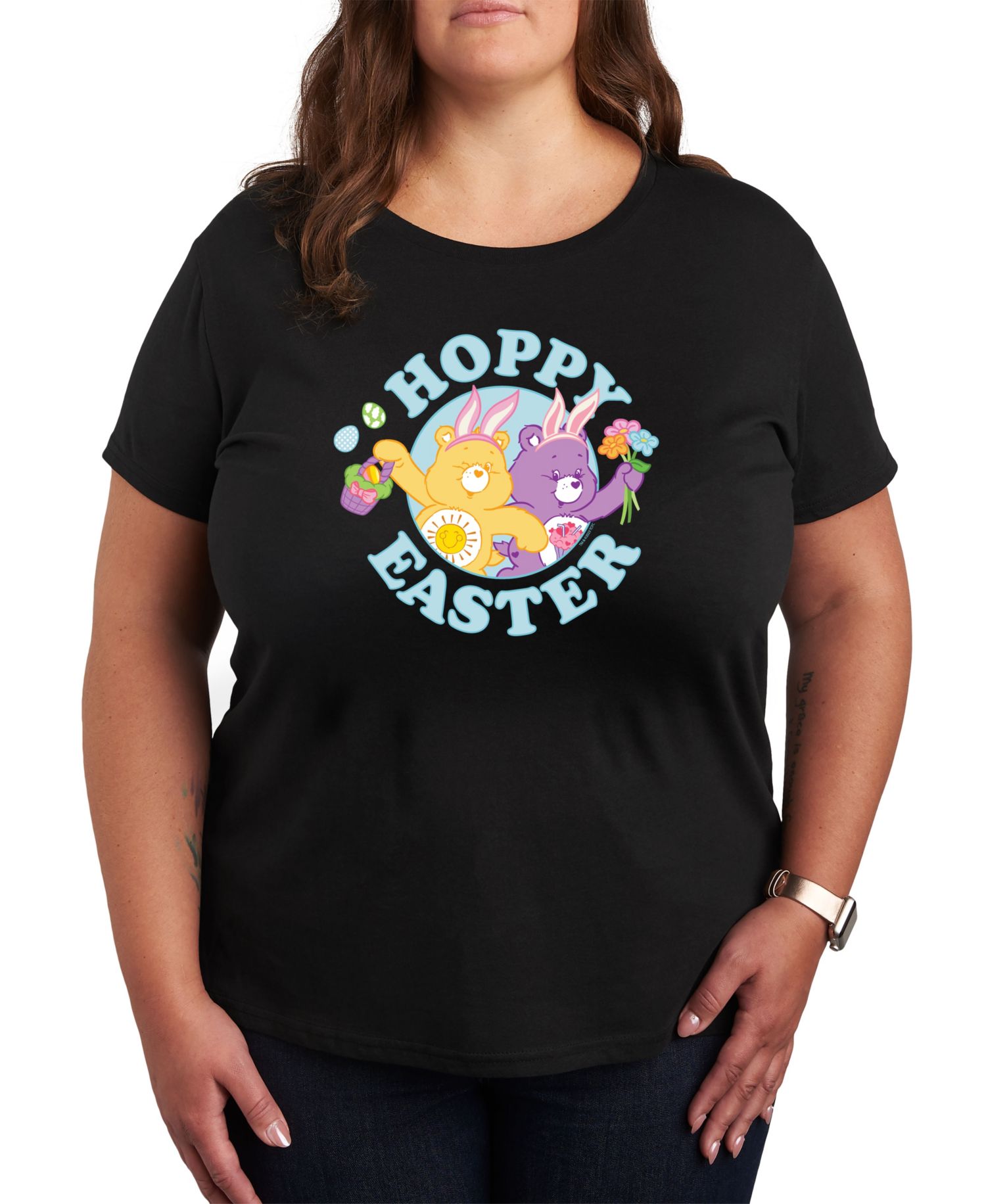 Plus Size Care Bears Easter Hoppy Graphic Crew Neck T-Shirt