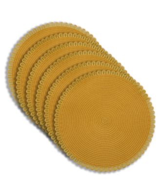 Chantilly 15" Round Woven Placemats Set of 6 - Durable, Reversible & Non-Slip Table Mats