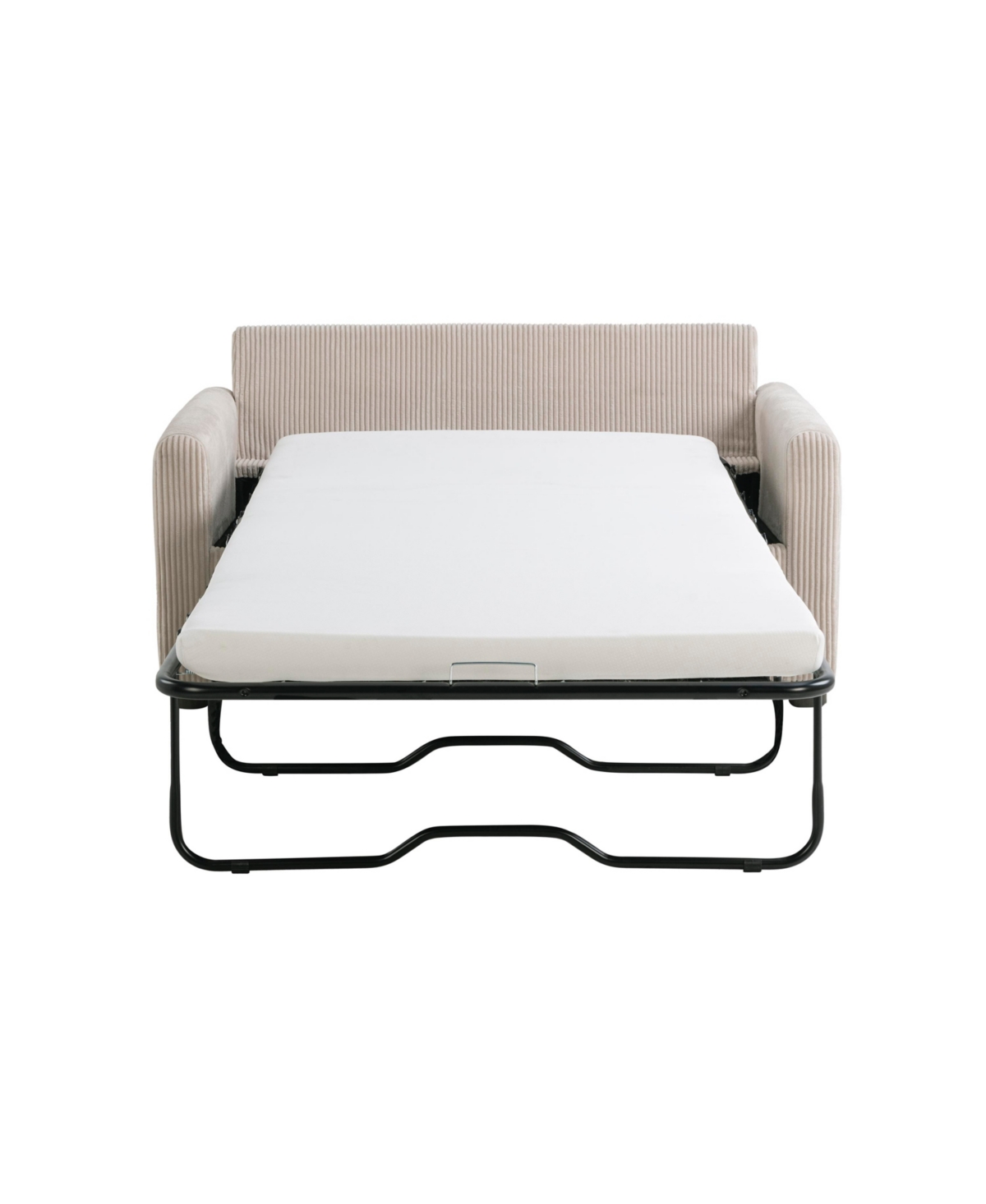 Serta 53.3" Corduroy Danson Convertible Loveseat With Charging Port In Beige