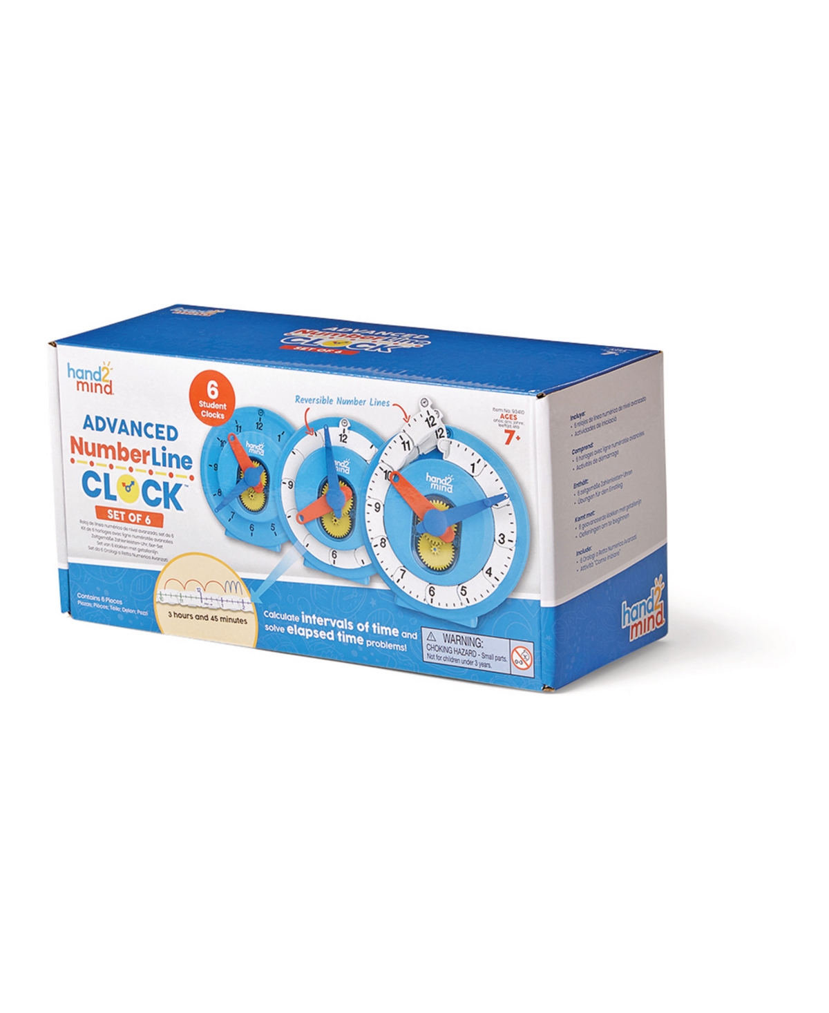 Hand2mind Numberline Clock Deluxe, Set Of 6