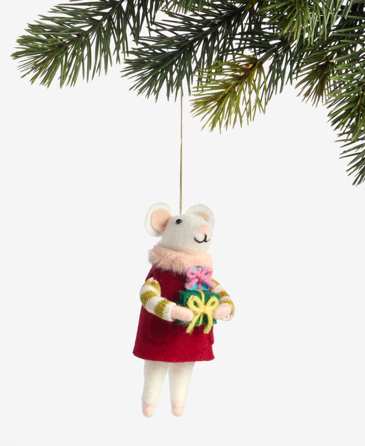 Holiday Lane Tiny Tidings Felted Mouse With Gift Ornament, Macy's Exclusive In Multi