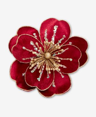 Holiday Lane - Berry Tones Red Floral Pick Ornament