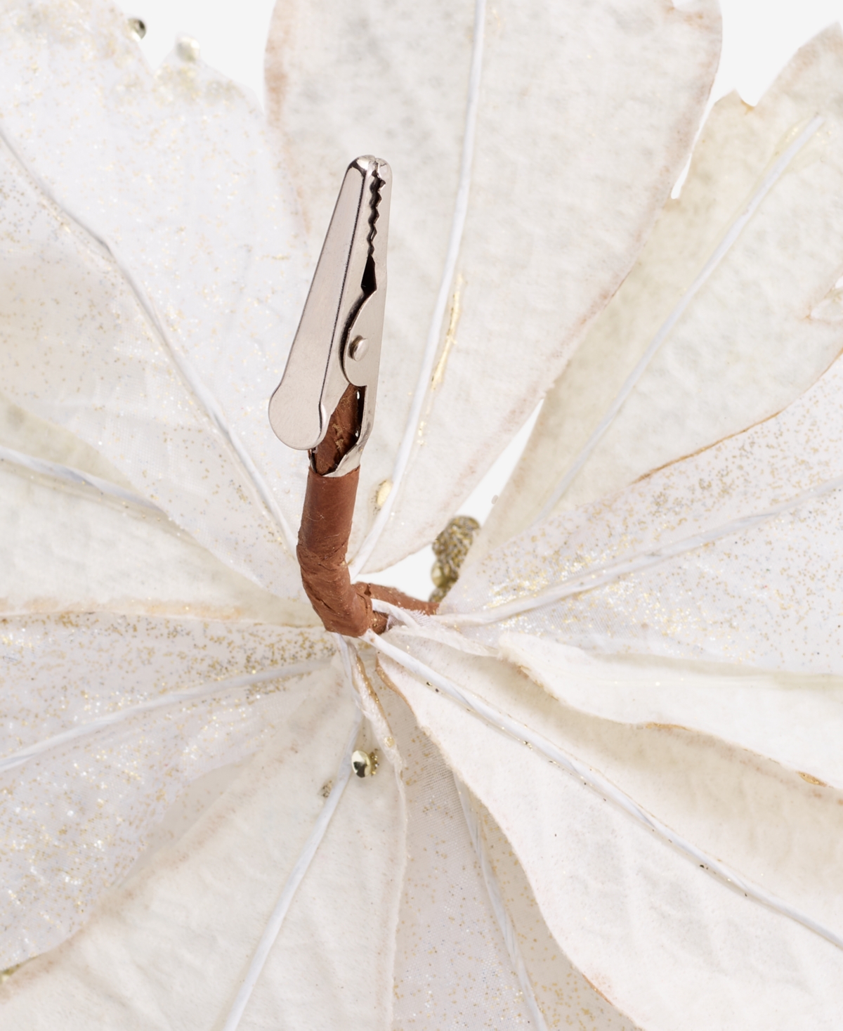 Holiday Lane Gilded Glamour White Poinsettia Clip Ornament, Macy's Exclusive