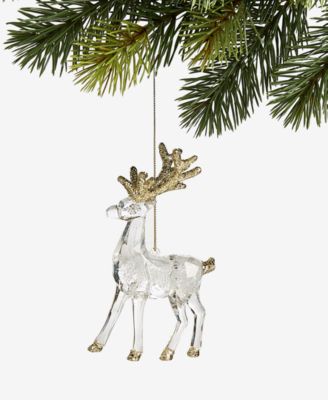 Holiday Lane - Iced Delight Clear And Gold Deer Ornament
