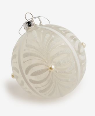 Holiday Lane - Iced Delight White Glitter Decor Ball Ornament