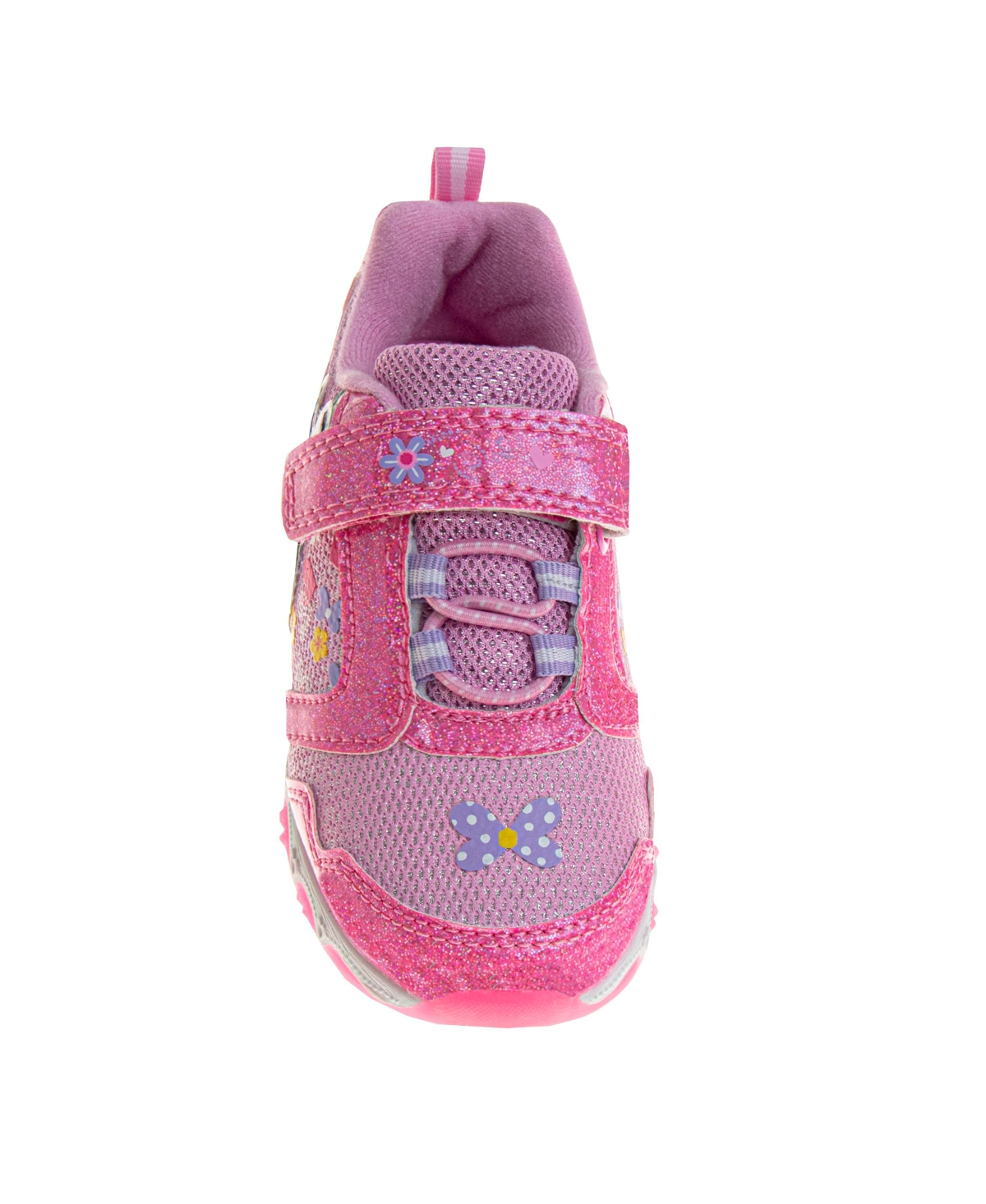Disney Toddler Girls Light Up Hook And Loop Sneakers In Pink